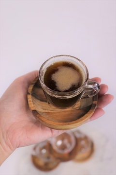 conjunto xícaras café com pires madeira teca - 6 peças - comprar online