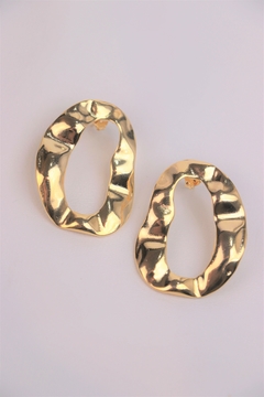 brinco oval martelado rodium dourado - comprar online