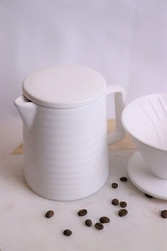 bule de café com tampa e coador cerâmica branco 500ml - comprar online