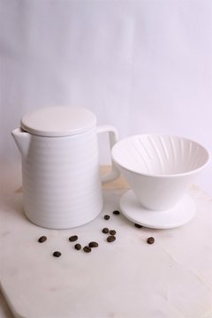 bule de café com tampa e coador cerâmica branco 500ml