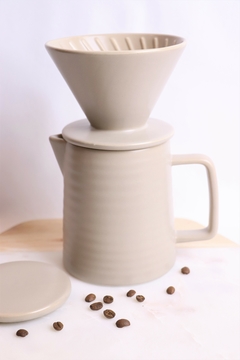 bule de café com coador cerâmica bege nude 500ml