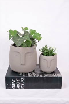 vaso decorativo cimento cinza minimalista MÉDIO - loja online