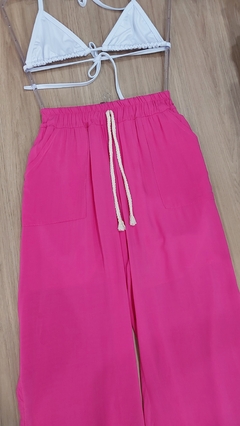 Calça Pantalona Fenda Rosa