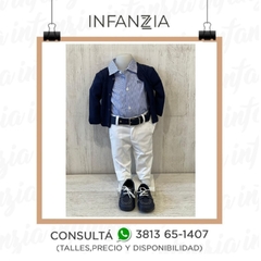 CAMISA MIL RAYAS + SAQUITO TEJ + PANTALON M ESPOSITO+CINTO + NAUTICO