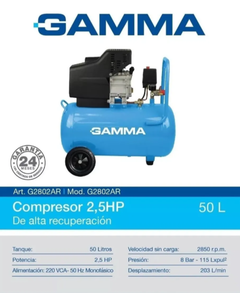 Compresor 2,5HP 50LTS Gamma. - comprar online