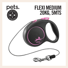 Correa Flexi BLACK DESIGN cordón M 5m rosa 20 kg - comprar online