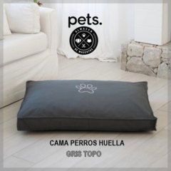 CAMA PERROS HUELLA GRIS TOPO