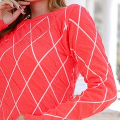 Blusa feminina tricot estampa losango Cloe na internet