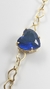 PULSEIRA MALHA CORAÇÃO PEDRA AZUL MONTANA BANHADA OURO 18K - comprar online