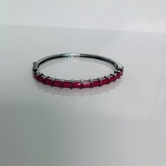 Bracelete ródio negro com pedras marsala