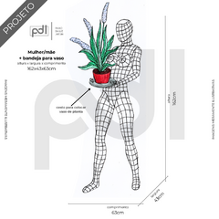 Mulher segurando bandeja para vaso de plantas, escultura para jardim, arte em aço inox, tamanho real