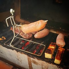 Espeto de churrasco, aço inox, diferente, Kid Marreta (Um par)