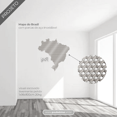 Mapa do Brasil feito com porcas de aço inox, Mapa do Brasil em metal, mapa do brasil com porcas, mapa do brasil em porcas de metal, escultura mapa do brasil, decoração mapa do brasil