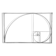 Quadro Proporção Áurea - Sequência de Fibonacci em metal