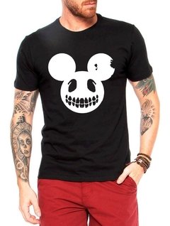Camiseta Masculina Mickey Caveira Blusa Camisa Manga Curta