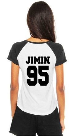 Camiseta Bts Jimin 95 Kpop Blusinha Feminina Raglan Bangtan