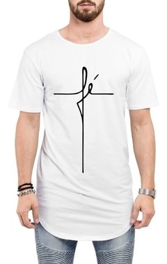 Camiseta Long Line Fé Masculina Camisa Oversized Gospel Cru na internet