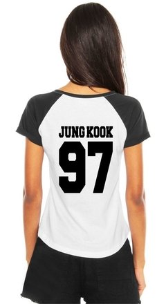 Camiseta Bts Jung Kook Kpop Blusinha Feminina Raglan Bangtan