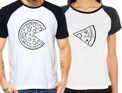 Raglan Kit 2 Camisetas Casal Namorados Pizza Blusa