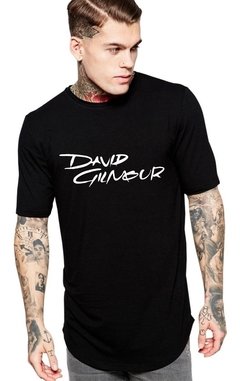 Camiseta Long Line David Gilmour Pink Floyd Preta Oversized