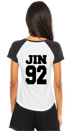 Camiseta Bts Jin 92 Kpop Blusinha Feminina Raglan Army Bias