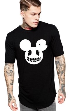 Camiseta Long Line Mickey Mouse Masculina Adulta Oversized