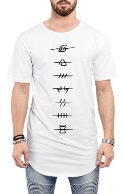 Camiseta Long Line Naruto Shippuden Masculina Oversized Logo na internet