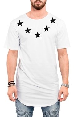 Camiseta Long Line Estrelas Blusa Masculina Stars Tumblr na internet