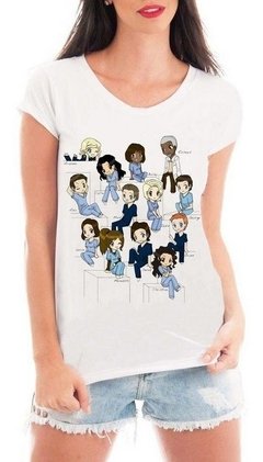 Camiseta Greys Anatomy Feminina Serie Seriado Personagens