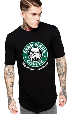 Camiseta Oversized Long Line Star Wars Coffe Tumblr Filme