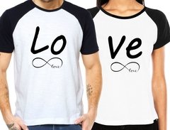 Raglan Kit 2 Camisetas Casal Namorados Love Infinito Blusa