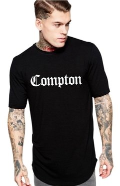 Camiseta Long Line Compton Rap Hip Hop Oversized Masculina