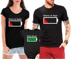 Camiseta Kit Família Carregando Bateria Blusa Gestante Body