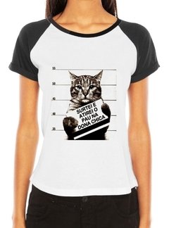 Camiseta Raglan Feminina Dona Chica Gato Blusa