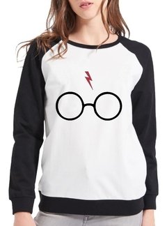 Moletom Óculos Harry Potter Raglan Feminino Blusa Casaco