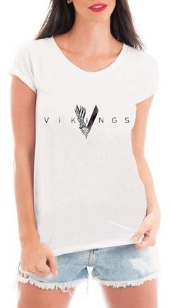 Camiseta Vikings Camisa Série Feminina Com O Logo Da Serie