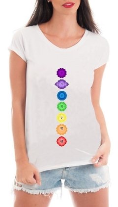 Camiseta Feminina 7 Chakras Blusa Esotérica Equilíbrio Log
