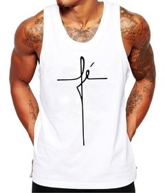 Regata Escrito Fé Camiseta Masculina Gospel Religiosa Cruz - Anuncio Clothing