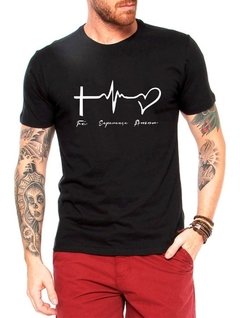 Camiseta Masculina Fé Amor Esperança Camisa Gospel Blusa
