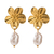 Aretes flor con perla