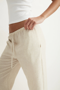 PANTALON FLAVIA LINO FRUNCE CINTURA (7957LV25) - comprar online