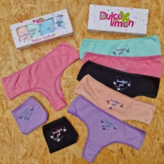 CULOTTE LESS ALG/LYCRA ESTAMPADA BEAUTIFUL GIRL LÍNEA DULCE LIMÓN ART. 165 TALLE ÚNICO (X DOCENA)