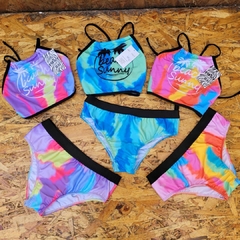 BIKINI TEENS CON ELASTICO ANCHO NEGRO ESTAMPADO BATIK LINEA VIENTOS Y OLAS ART. 6402 TALLES SURTIDOS S - M - L - XL (X DOCENA)