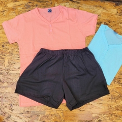 PIJAMA DE VERANO DAMA BOTONES CON SHORT LINEA JIZONE ART. 8015 TALLES 1 - 2 - 3 - 4 - 5 - 6 (POR MAYOR)