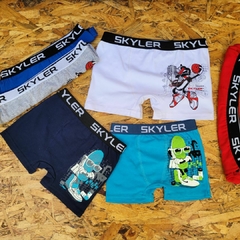 BOXER DE NIÑOS ESTAMPADOS ALGODON LYCRA LINEA SKYLER ART. 22 TALLES 4 AL 12 (X DOCENA)