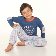 PIJAMA NENE JERSEY ESTAMPADO "PRESS - START" LINEA JIZONE ART 7050 TALLES 4 - 6 - 8 - 10 (MAYOR) - comprar online