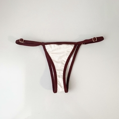 CALCINHA MINI TANGA COM REGULAGEM DUO OFF WHITE COM MARROM - comprar online