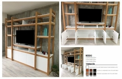 Modular TV Benicio 2,20 (Stock) Gris Visón y Paraíso - tienda online