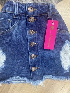 Saia botão jeans escura - comprar online