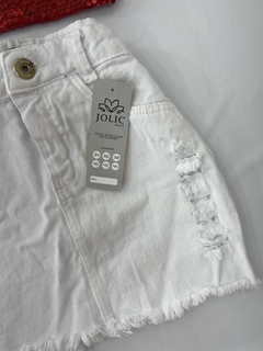 Saia jeans branca estilo moda blogueira - loja online